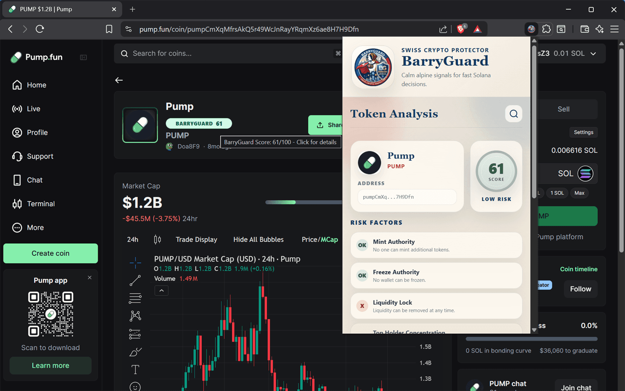 BarryGuard in action on a token page